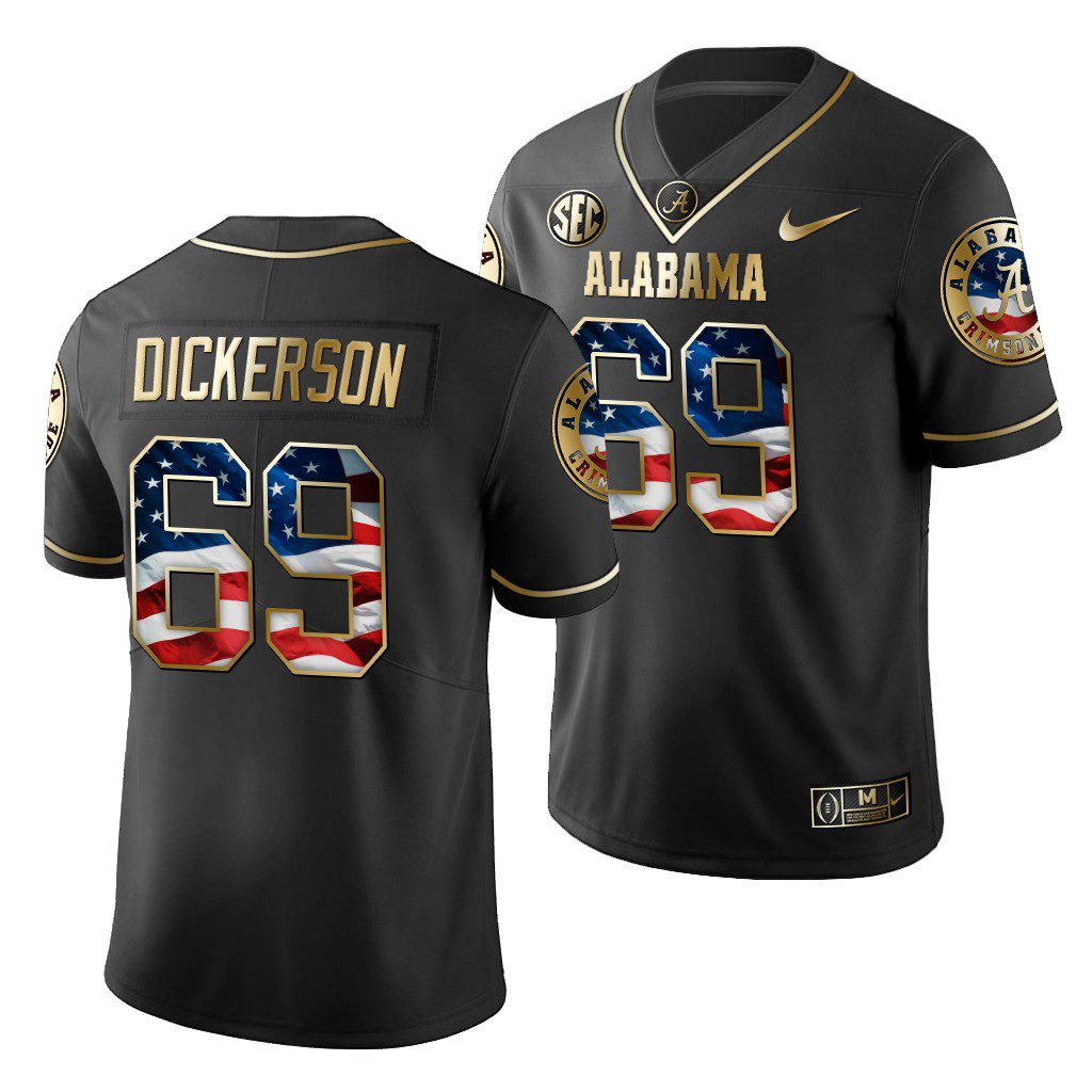 Men's Alabama Crimson Tide Landon Dickerson #69 Black Golden Limited Edition 2019 Stars and Stripes NCAA College Football Jersey